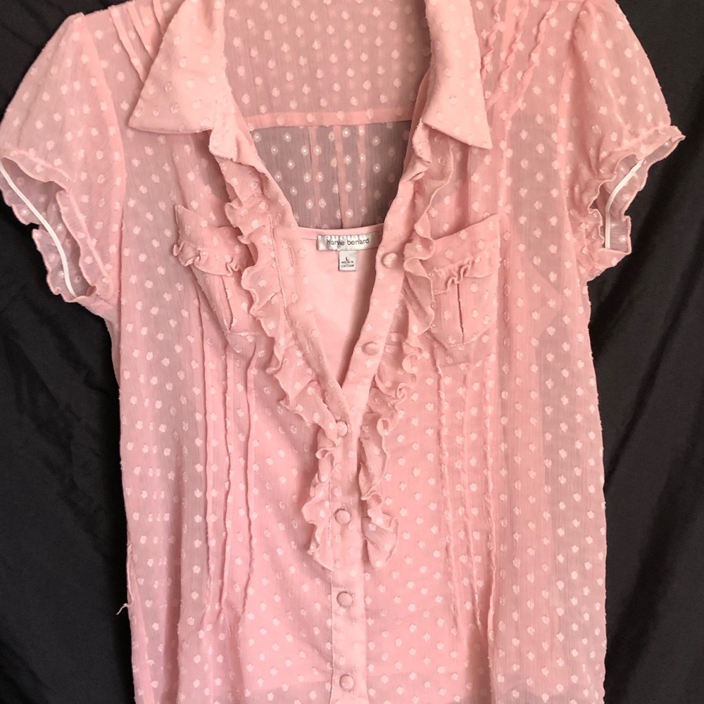 Pink Ruffled Sheer Blouse